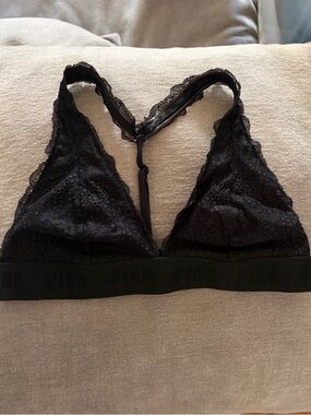 PINK Victoria's Secret Black Lace Racerback Bralette